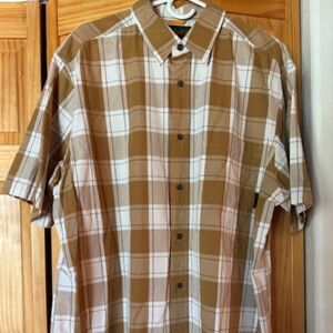 Mens dress shirt, XL  Timberland , brown plaid, excellent condition.